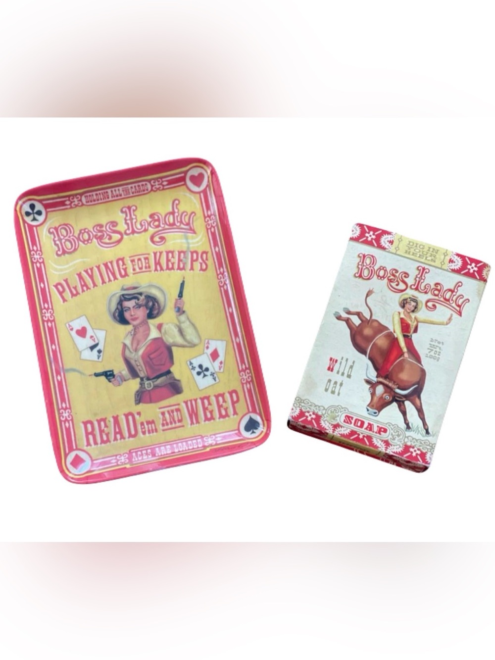 VINTAGE Blue-Q Boss Lady Soap Bar and Soap Tray Set NEW Cowgirl Western Country